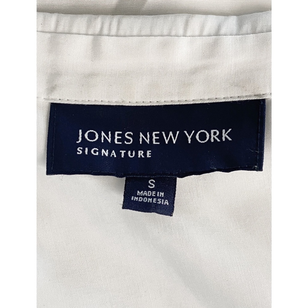 Jones New York Short Sleeve Button Down Blouse, White Gold - Size S - Picture 5 of 6